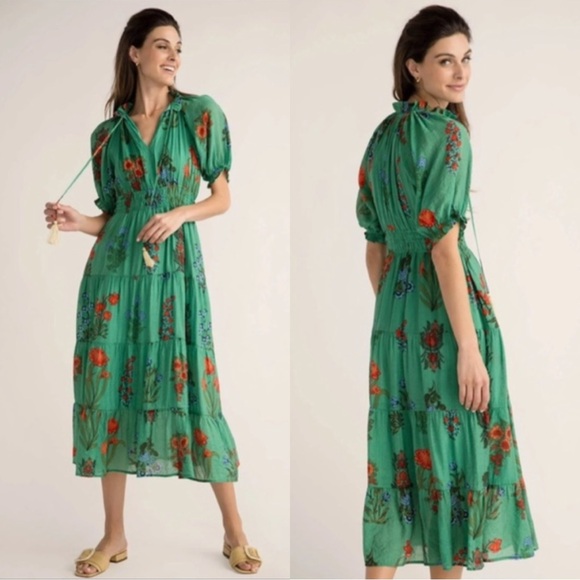 Anthropologie Dresses & Skirts - Anthropologie THML Green Floral Tamara Midi Dress